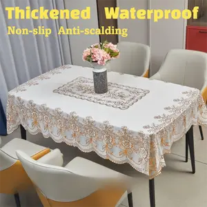 1PC Rectangular/Round Ironed Gold Tablecloth Floral Pattern Desktop Decoration Suitable For Picnic Or Holiday Party Home Decoration