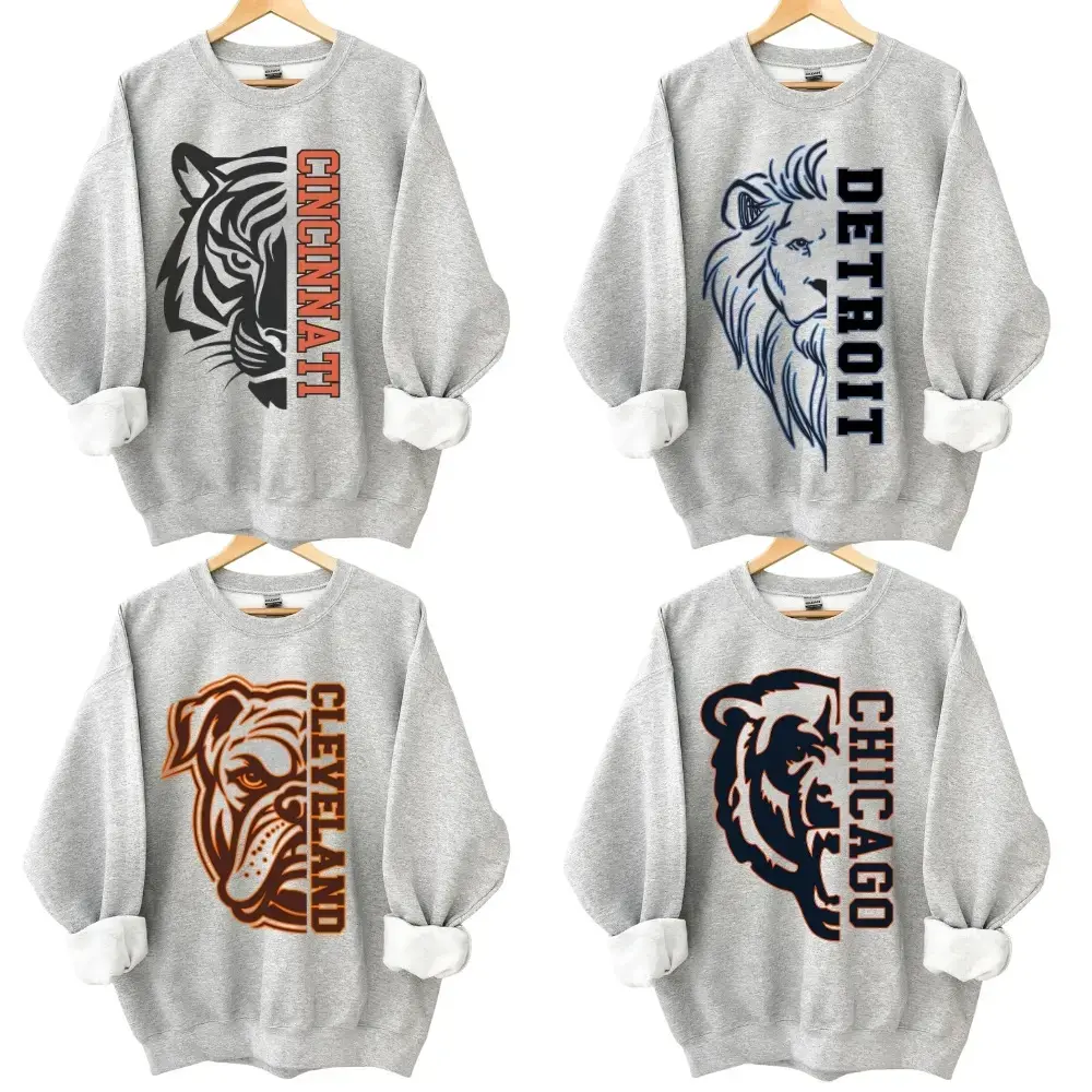 All Team Football City Graphic ASH GREY Sweatshirt City Animal Sports Day City Football Top Casual Game Hometown Shirt Comfortable Football Shirt Cotton Trending