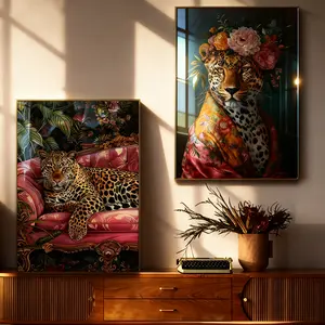 Set of 2 Modern Art Prints, Leopard & Cheetah Designs, High-Quality Wall Decor for Living Room, Bedroom, Office, Home Decoration