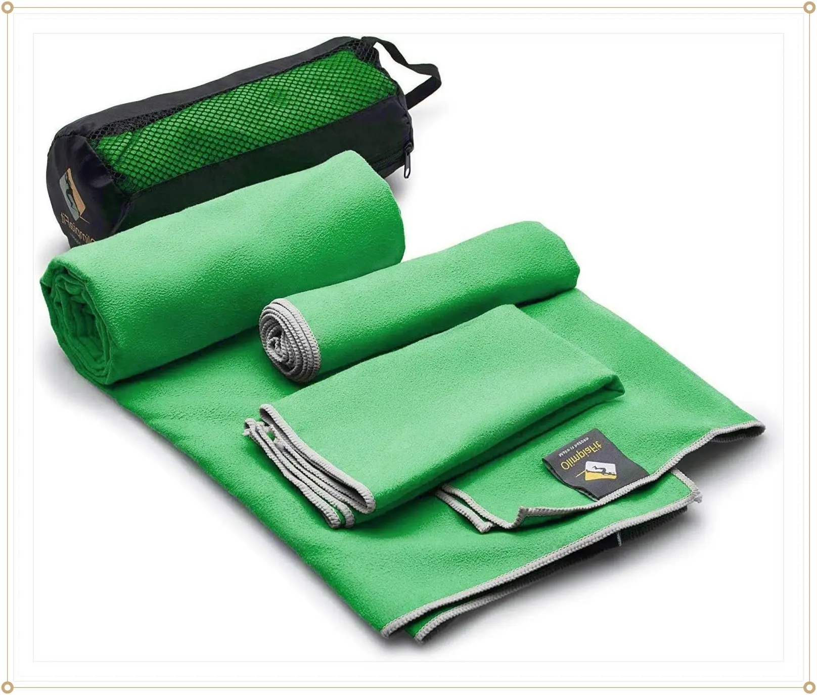 OlimpiaFit Quick Dry Towel - 3 Size Pack of Lightweight Microfiber Travel Towels w/Bag - Fast Drying Towel Set for Camping, Beach, Gym, Backpacking, Sports, Yoga & Swim UseGift