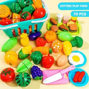 Cutting Play Food Toy for Kids - 50 PCS Fruit Cutting Set, Safe for Ages 3-4, PVC Free, Child-Friendly Design, No Warranty