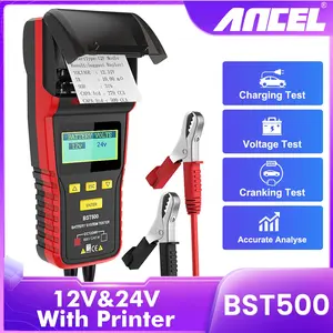 ANCEL BST500 Battery Analyzer Build-in Printer, 12V 24V 100-2000 CCA Automotive Battery Load Tester Scan Tool, Cranking & Charging System Test Tool for Cars Trucks Motorcycles and More
