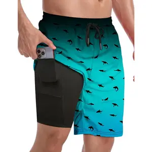 2026 Men's Summer Swim Trunks (with Compression Liner) — 9-Inch Inseam, Built-in Pockets, Quick-Drying Surf Shorts; Simple, Stylish, and a Summer Beach Essential.