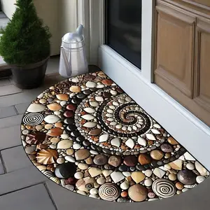 Half Round Door Mat Washable Low Profile Non-Slip Entrance Rug for Indoor Outdoor Use Durable Floor Protector for Front Door Patio Kitchen Geometric Pattern Water Washing Abstract Area Rugs
