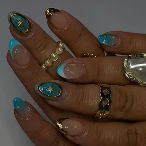 24pcs Glossy Oval Nail Polish Set, Medium Length, No Flammable Liquid, Perfect for Daily Wear & Parties, Easy Application