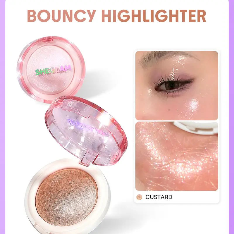【FREE SHIPPING】SHEGLAM Glowchi Bouncy Highlighter Mochi Texture Shimmer No Fallout Pressed Powder Face Makeup Long Lasting