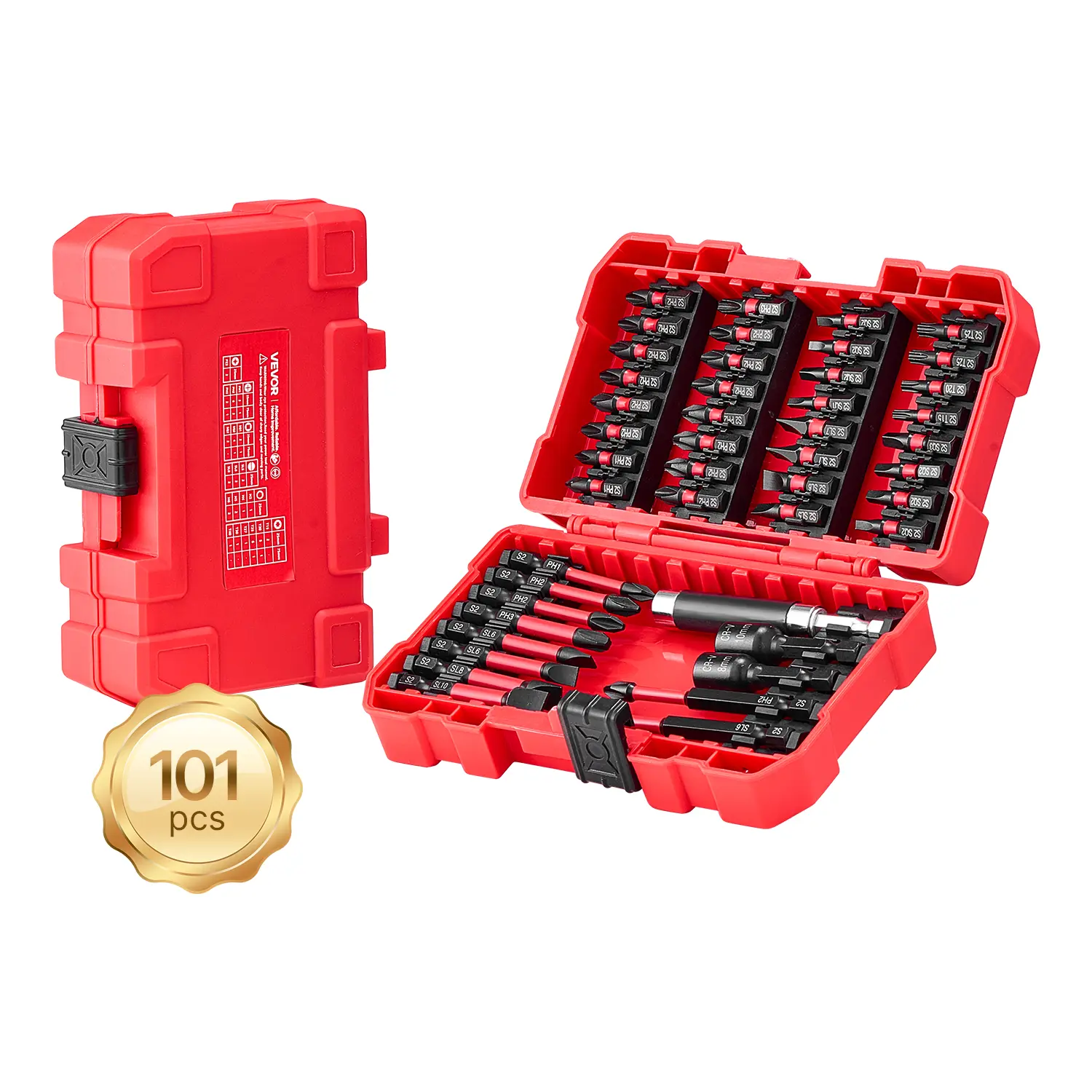 【fathersdaygift】VEVOR Screwdriver Bit Set,101-PieceMagnetic PhillipsPozidrivSlottedSquareTorxHex BitsHex Nut SocketsExtension Rod with Storage CaseHigh-Strength S2 Alloy SteelBlackened Finish, Portable, Hardware, Multifunctional Screwdriver,father'sdaygif