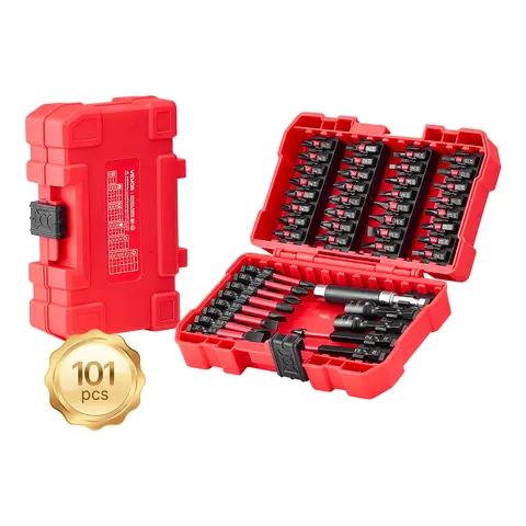 VEVOR 101-Piece Portable Hex Shank Screwdriver Set for Adults, Magnetic S2 Alloy Steel Bits & Rods, Hexagonal Socket, Interchangeable Heads, Blackened Case, Quick Bit Access, Multifunctional Hardware Tool, Tools for Mechanics with S2 Steel Strength
