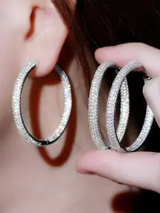 Rhinestone Decorated Hoop Earrings, Statement Earrings, Fashionable Earrings for Women, Daily Use, Trendy All-match & Exquisite Jewelry for Birthday Gift