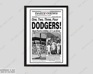 1963 LA Dodgers World Series Sweep "One, Two, Three, Four DODGERS!" Unframed Newspaper Print