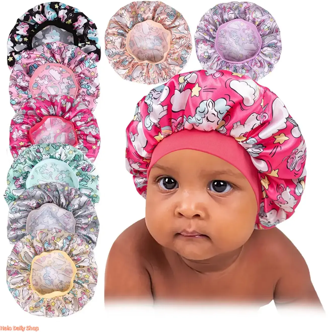 Cute Printed Satin Bonnet, a Lightweight and Breathable Hair Cap for Overnight Wear, Reusable for Showers, and Hair Styling, Hair Styling Tools, Overnight Styling Tool