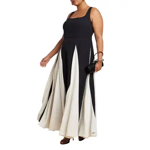 ELOQUII Women's Plus Size Black And White Godet Gown