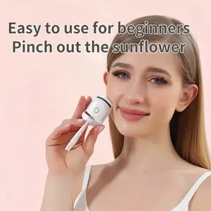 USB Rechargeable Electric Eyelash Curler - Safe, Long-Lasting Curl with Silicone Clips, White and Pink, Easy 10-Second Warm-Up for Perfect Lashes, Rechargeable Heated Eyelash Curler