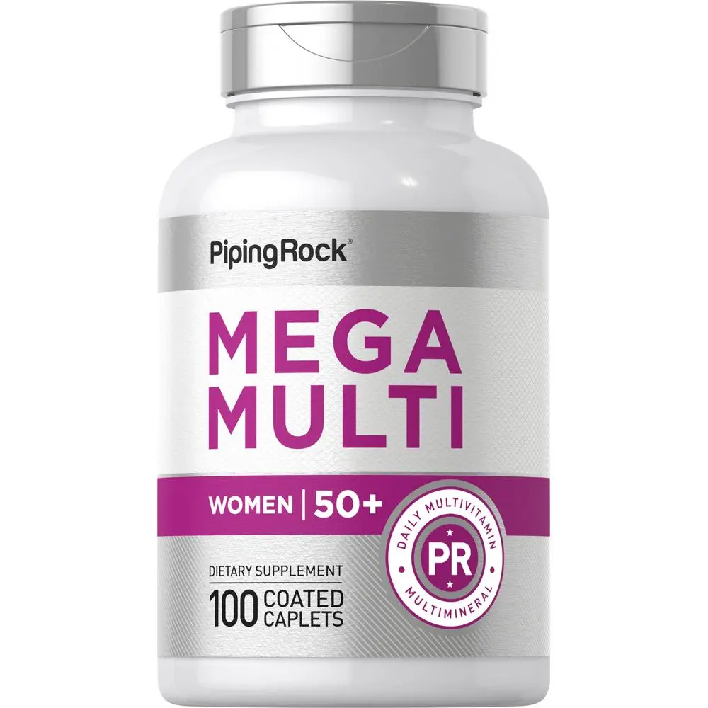 Piping Rock Women's Multivitamin 50 Plus | 100 Coated Caplets | Mega Multi Vitamin for Women | Non-GMO, Gluten Free Supplement