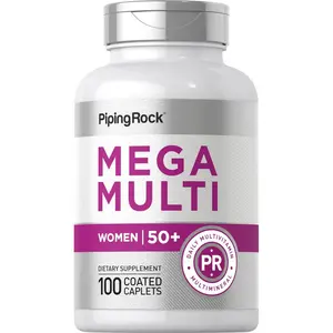 Piping Rock Women's Multivitamin 50 Plus | 100 Coated Caplets | Mega Multi Vitamin for Women | Non-GMO, Gluten Free Supplement