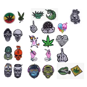 Sew on Patches sew on iron-on patches 2 pk  set of two colored punk skeleton alternative embroidery cloth patch  accessory clothing decoration