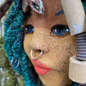 Ceramic Raku Fired Mixed Medis Art Mask