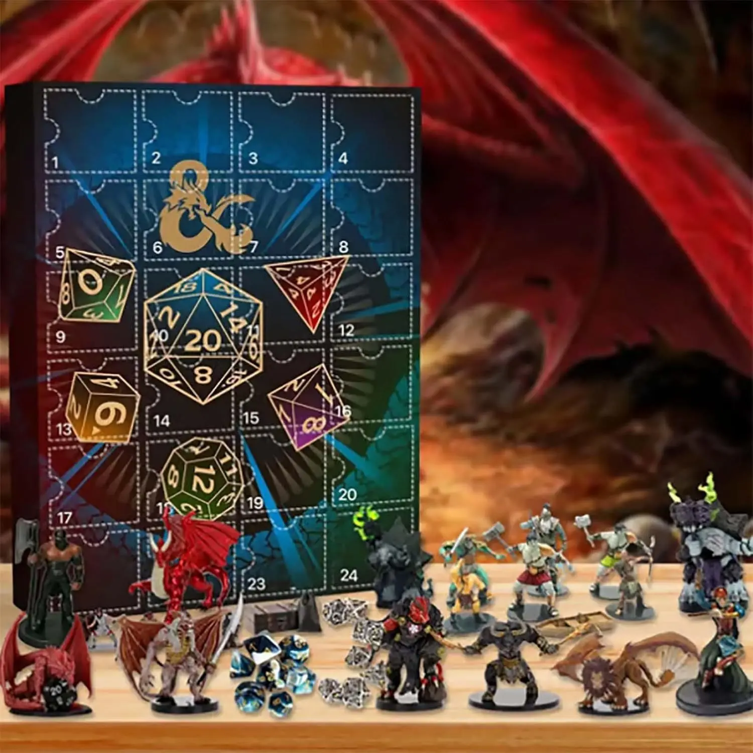 Dice Calendar Set, Advent Calendar for D&d & Rpg Games, Perfect Christmas Gift for Gamers, Includes 24 Multisided Resin Dice, Ideal for Men & Women, Polyhedral Dice Set