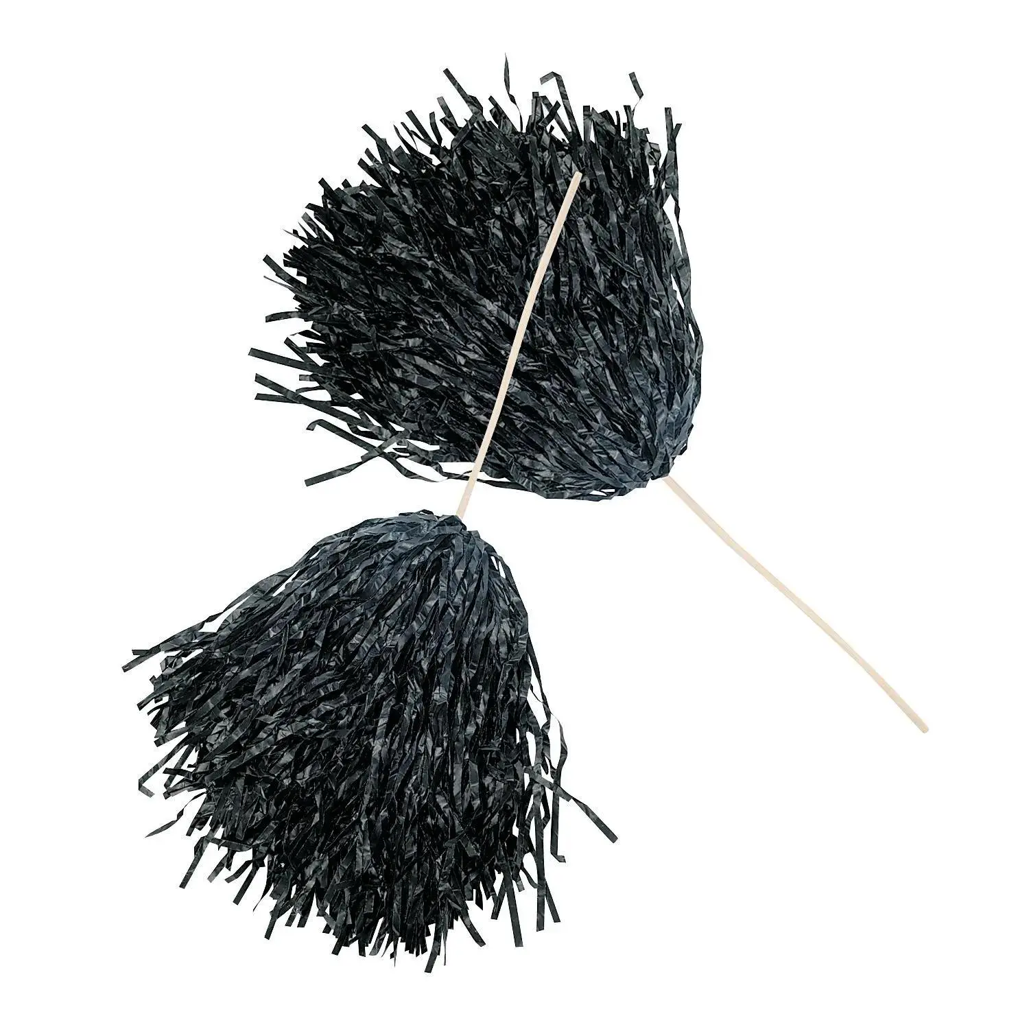 Plastic Pompoms, 12" Black School Spirit Cheer Pompoms - 24 Pc. for Cheerleading, Sports Day, Parades (Oriental Trading Company)