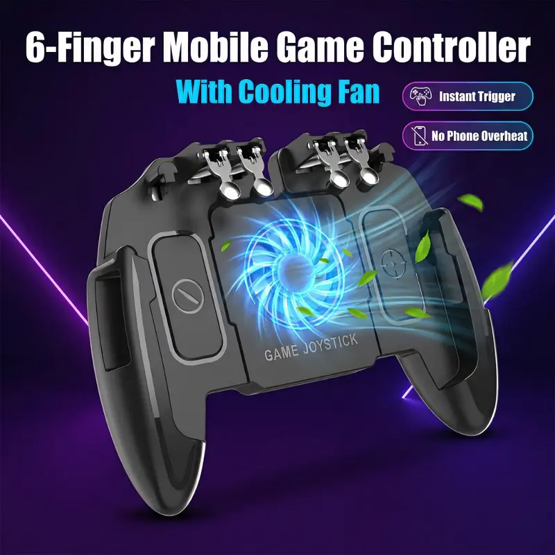 Ytuomzi Ergonomic Esports Mobile Gaming Controller with Cooling Fan, Adjustable Alloy Triggers, Hall Effect Stick, Non-Slip Grip, Custom Retro Buttons, Micro USB Cable for 4.7-6.5" Android/iOS Phones - Gaming Accessories, Esports Controller