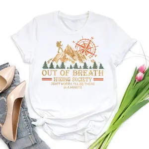 Funny Hiking Shirt – Out of Breath Hiking Society Tee, Hiker Gift, Trail Humor T-Shirt for Outdoor Lovers