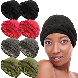Lined Halo Pullover Turban For Men Vintage Head Wraps For Men Stretch Modal And Satin Turban Scarf Tie For Hair