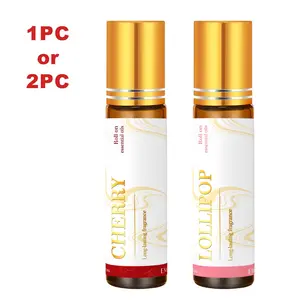 2pc/1pc 10ML Cherry Lollipop Rollerball Essential Oil Aromatherapy, Multi-Purpose Portable Massage Oil, Long-Lasting Scent, Suitable for Diffusers & Humidifiers