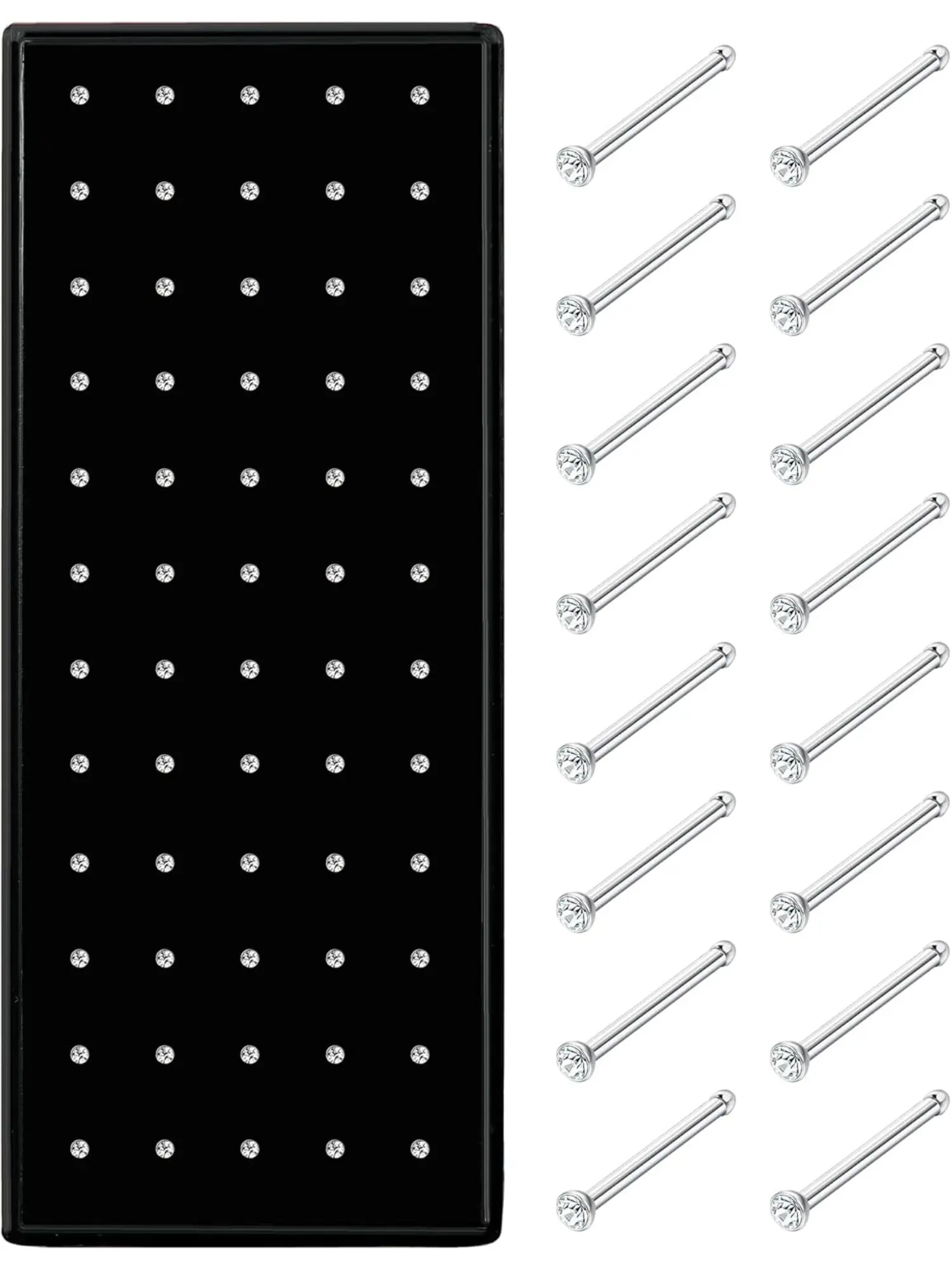 60Pcs Hypoallergenic Stainless Steel Nose Studs for Women Men Sparkly CZ Small 22G Nose Studs Rings Piercing Chic Body Jewelry 1.5mm 2mm 2.5mm Nose Piercings Kit Nose Rings Set