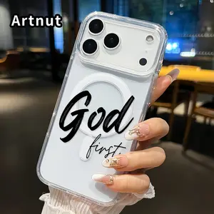Magnetic Phone Case for iPhone 17 16  Pro Max Plus 15 14 13 12 11 Air E God's priority Hard Acrylic Back Soft Silicone Edge Full Coverage Cellphone Cover for Girl