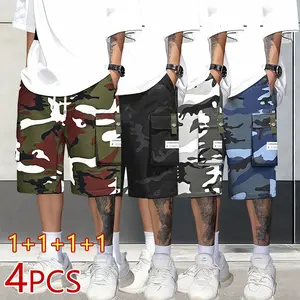 Men’s summer camouflage cargo shorts—loose, trendy casual mid-length shorts for men with a camouflage color scheme and multi-pocket workwear design. Versatile for street, outdoor, and everyday wear; pairs well with T-shirts and sweatshirts.