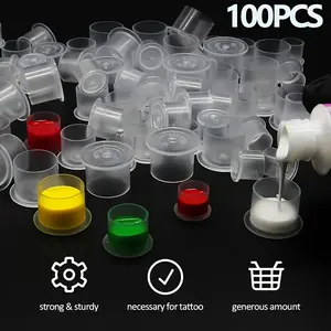 100/300 Disposable Tattoo Ink Cups With Base -3 Sizes (Small, Medium, Large) For Permanent Makeup And Art Supplies, Durable And Sturdy Design, Perfect For Tattoo Studios And Home Use, Tattoo Supplies, Studio Accessories, Fashionable Cups, Sturdy Structure