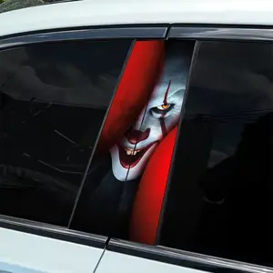 2 scary clown themed car stickers easy peeling B-pillar protection, durable and anti-aging, ideal for personalized decoration and protection of your vehicle | eye-catching visual effects | peelable stickers, car Car Decals, Universal Car Sticker