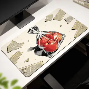 Premium Red Apples In Plastic Bag With Newspaper Illustration High Quality Mouse Pad Modern Office Gaming Comfort Experience Non Slip Durable For Daily Work And Play  40*80 Size.