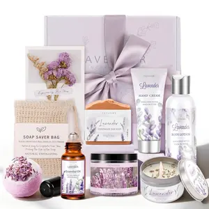 Gifts for Women, Mom, Wife, Girlfriend, Sister, Her - Happy Birthday, Christmas, Valentine's Day, Mothers Day Gifts - Lavender Spa Gift Basket Set, Christmas women gifts, Rose Home Spa Set Self Care Gifts for Mom, sister, Wife Women Gifts for Females
