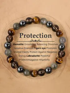 Handmade Tiger Eye Stone Beaded Bracelet, Healing Crystal Bracelet, Positive Energy Protection Jewelry for Men & Women, Perfect Gift for Family & Friends