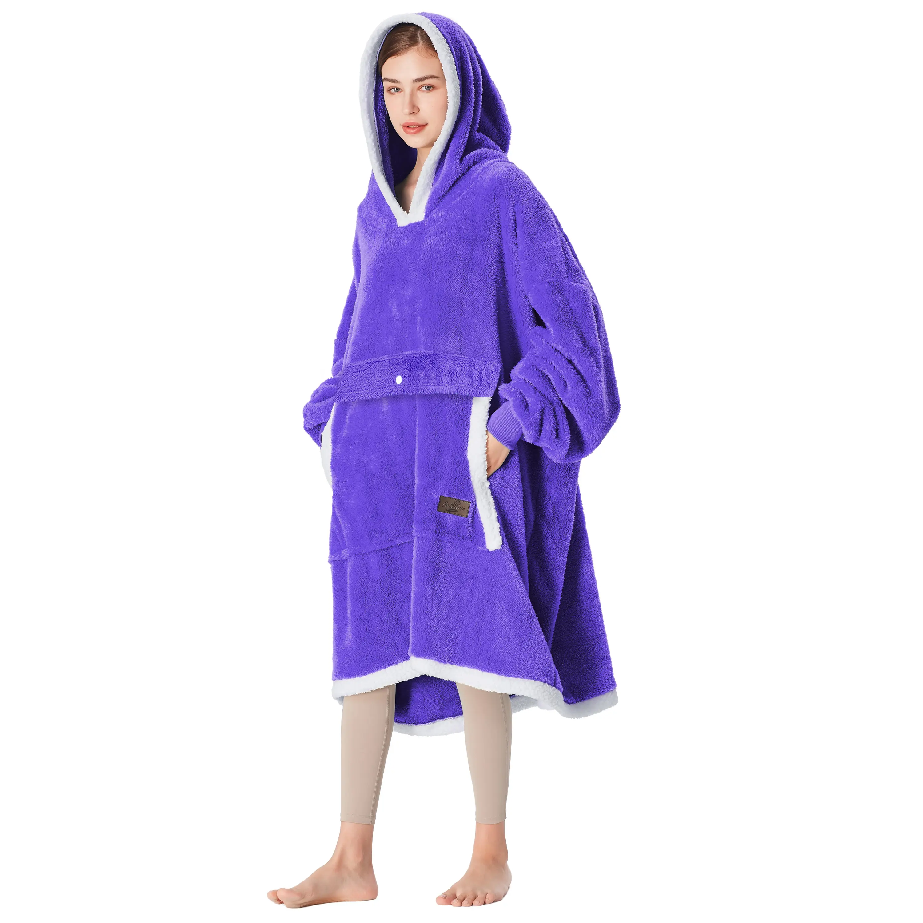 Catalonia Oversized Blanket Hoodie Sweatshirt, Wearable Sherpa Lounging Pullover for Adults Women Men