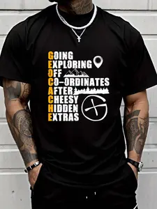 100% cotton Geocache Definition Treasure Geocaching Geocacher T-Shirt Men Graphic T-Shirt Cotton Print short Sleeve Casual Top, Summer Tee Mens Tops