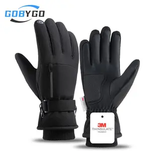 GOBYGO 1Pair Winter Ski Gloves Thickened Cold Non-slip Waterproof Touch Screen Gloves Extended Wrist Riding Ski Gloves Men Women