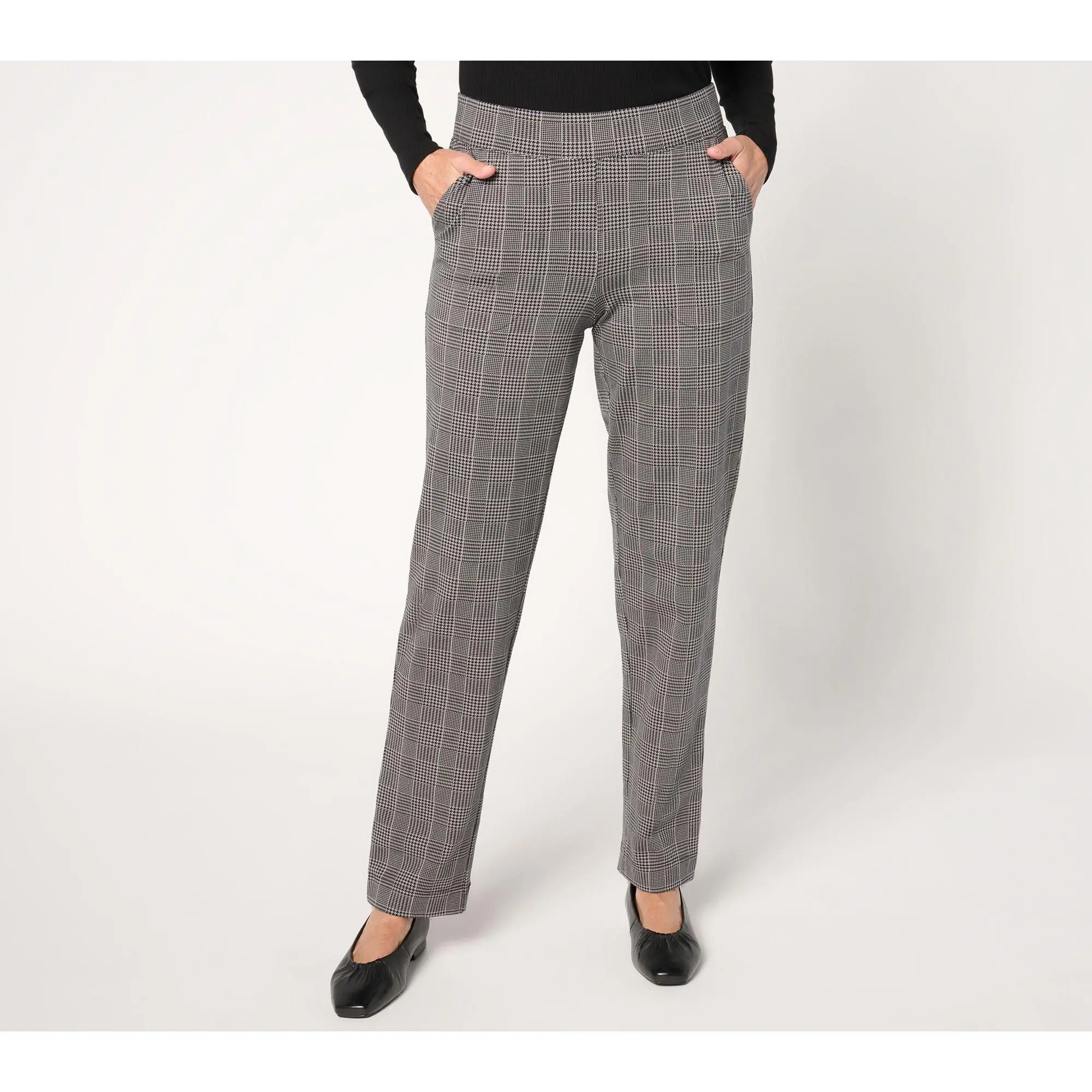 Denim & Co. Petite Any Day Duo Stretch Straight-Leg Pants