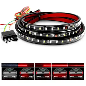 60" Truck Tailgate Light Bar 108 LED Single Row Light Strip with Red Running Brake Lights Turn Signal White Reverse Light  Lightbar