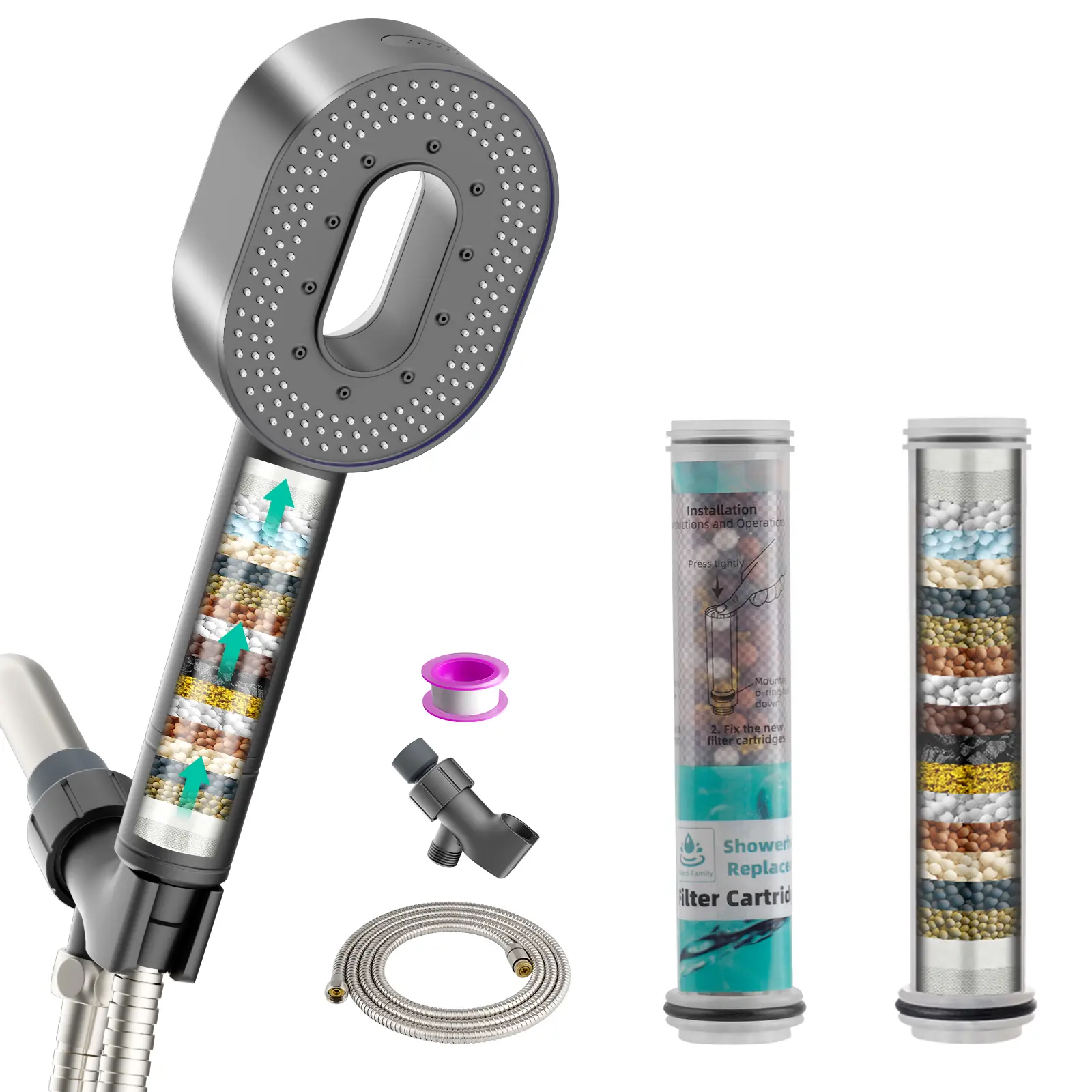 Gray shower set + 3 PACK 20 Stage Filter