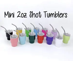 Mini 2oz Shot Insulated Tumblers | Mini Tumbler With Straw | Mini Stainless Steel Cups