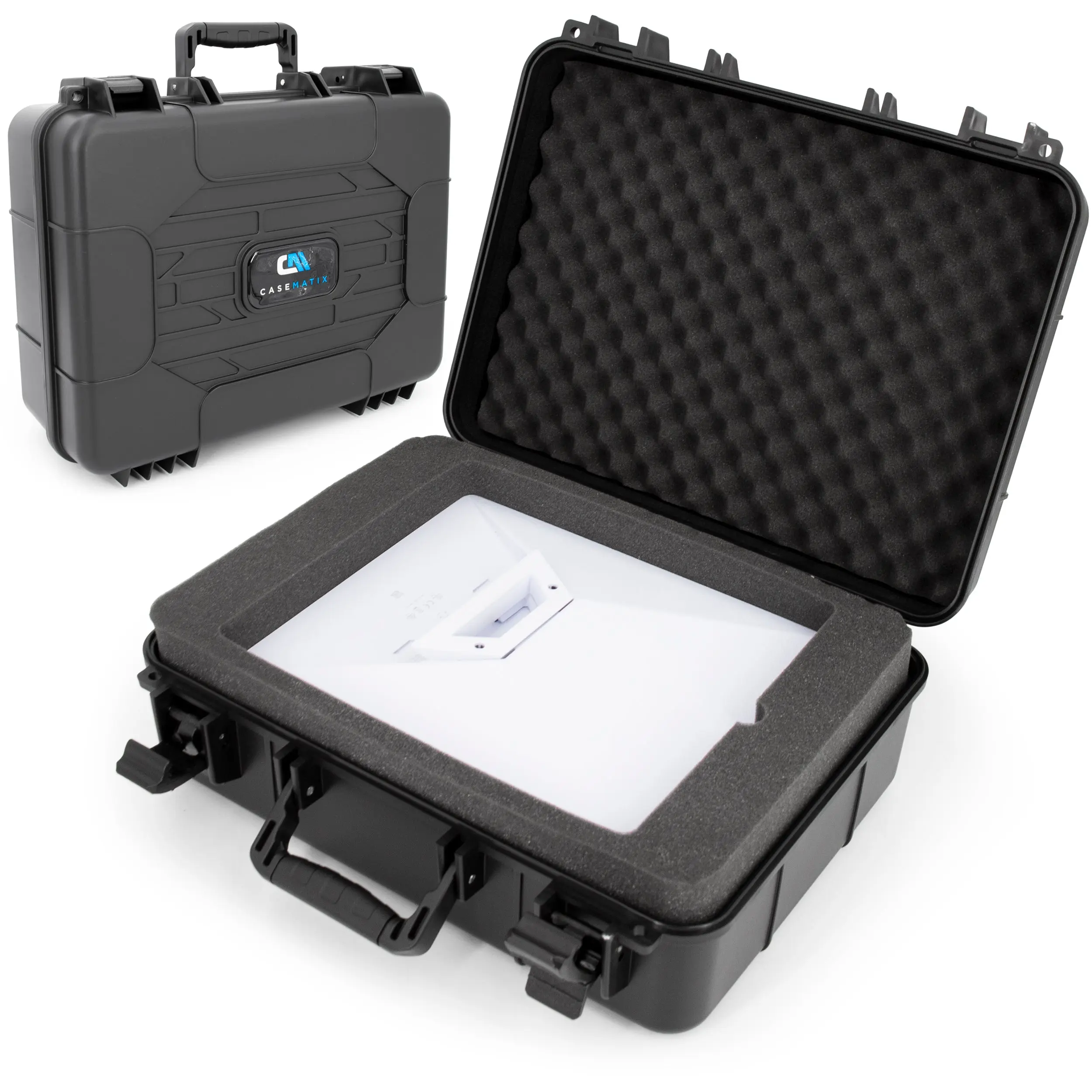 CASEMATIX Starlink Mini Dish Travel Case Portable Compact Electronic Equipment Protection with Impact-Resistant Shell - Custom Foam Dual Trays & Handle