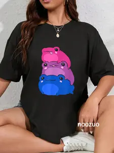 100% Cotton Bisexual Flag Color Frogs Subtle Bi Pride LGBTQ Aesthetic T-Shirt
