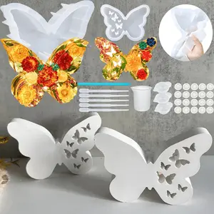 Resin Silicone Mold 8 Inch & 5 Inch Butterfly Epoxy Resin Molds Kit with Tools DIY Mom's Day Christmas Ornaments Craft Casting Mould for Wedding Bouquet Preservation Insect Specimen Bookend Home Decor