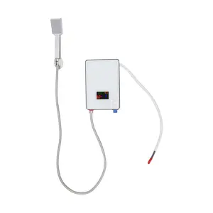 Wall-Mounted Electric Water Heater (White) 110V 4500W w/Hand Shower - Touch Screen LED IPX24 86-131°F | For Bathroom/Hair Salon/Hotel/Caravan