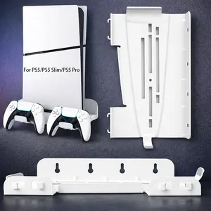 Ps5 Slim Console Wall Mount, Metal Bracket with 2 Controller Holders, Space-Saving Storage Base & Ventilation Design, Space Saving Organizer, Includes Screws