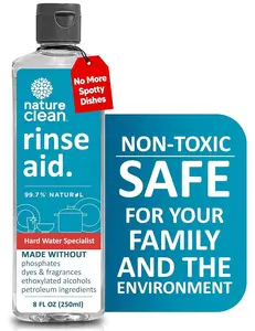 Nature Clean Dishwasher Rinse Aid For Spot-Free Glass & Cutlery, Non Toxic, 8oz
