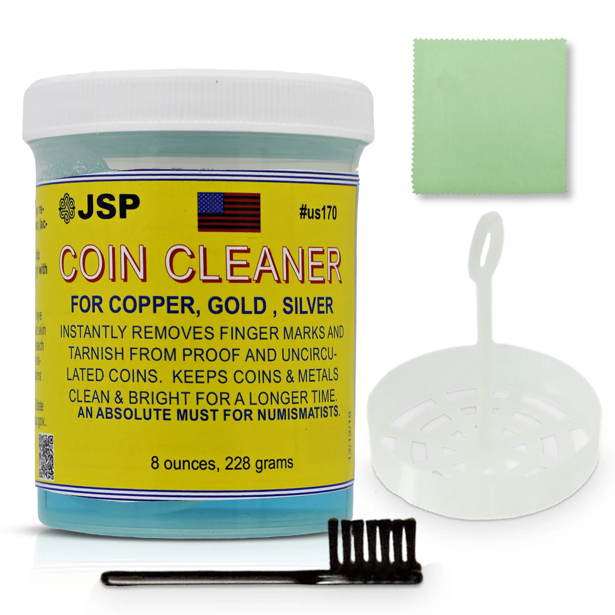 JSP Super Coin Cleaner - 16 oz Household Cleaner for Precious Metals (Copper, Gold, Silver, Platinum), Jewelry, Coins, Bars; Cleans, Removes Tarnish & Fingerprints, Works on Stainless Steel, Clean