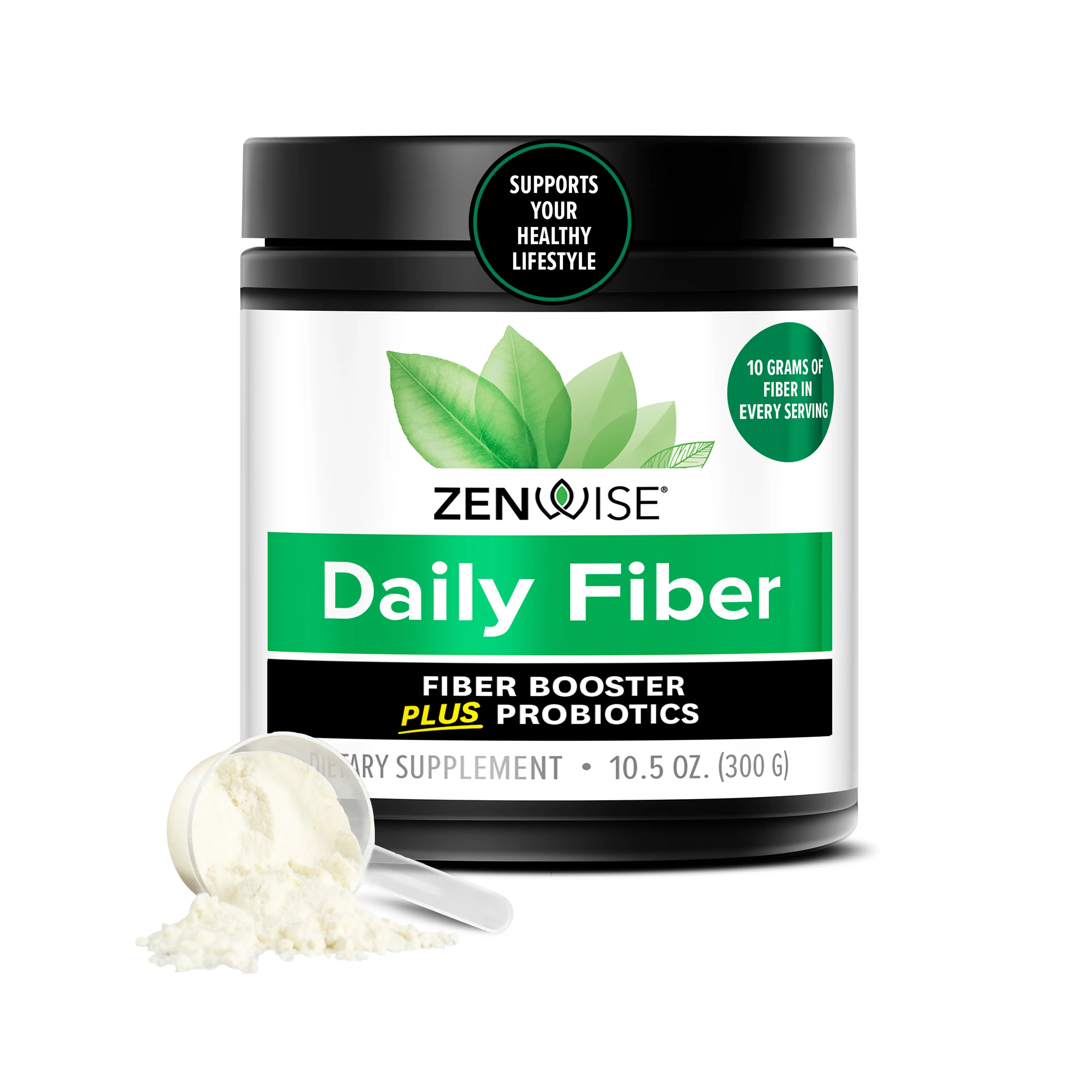 Zenwise Daily Fiber Plus Probiotics - Gut Health, Digestive Support & Lifestyle Balance - 10g Fiber per Serving - Tasteless Powder for Easy Mixing - 5.29 oz